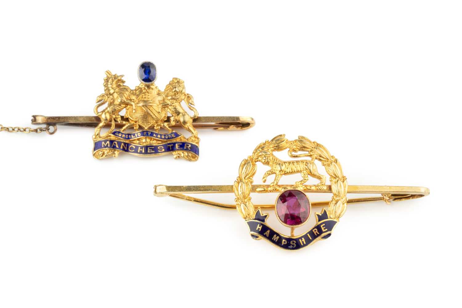 Lot 40 - A 15ct gold, enamel and gem set regimental...