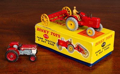 Lot 132 - A Dinky Toys Farm Tractor & Hay Rake