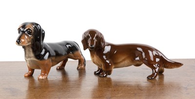 Lot 305 - Two ceramic dachshunds the first Beswick,...