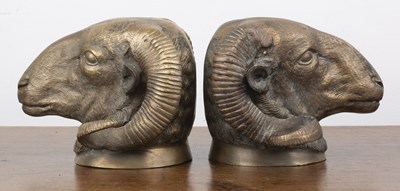 Lot 306 - Pair of decorative bronze ram's heads 20th...