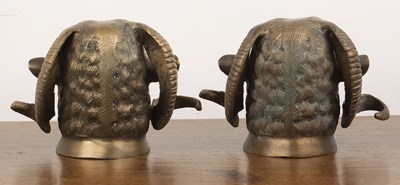 Lot 306 - Pair of decorative bronze ram's heads 20th...