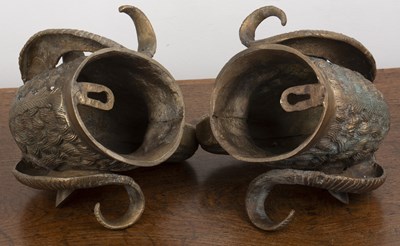 Lot 306 - Pair of decorative bronze ram's heads 20th...