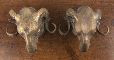Lot 306 - Pair of decorative bronze ram's heads 20th...