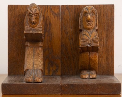 Lot 19 - Pair of carved figural bookends oak, 1930s,...