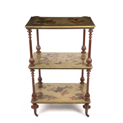 Lot 7 - A 19th century chinoiserie lacquered whatnot...