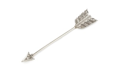 Lot 17 - A diamond set jabot pin, in the form of an...