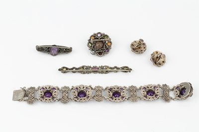 Lot 20 - An Arts & Crafts design amethyst and pearl set...