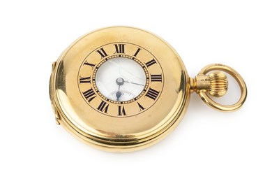 Lot 387 - A Swiss18ct gold half hunter pocket watch, the...