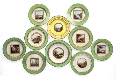 Lot 138 - Nine late 18th/ early 19th Derby plates with...