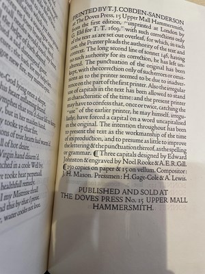 Lot 554 - The Doves Press, Hammersmith London:...
