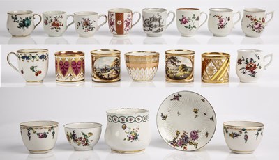 Lot 142 - Antique porcelain tea wares to include two...