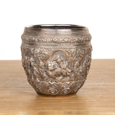 Lot 224 - Silver repousse thabiek bowl Burmese, late...