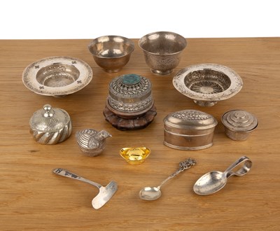 Lot 222 - Group of white metal and silver pieces...