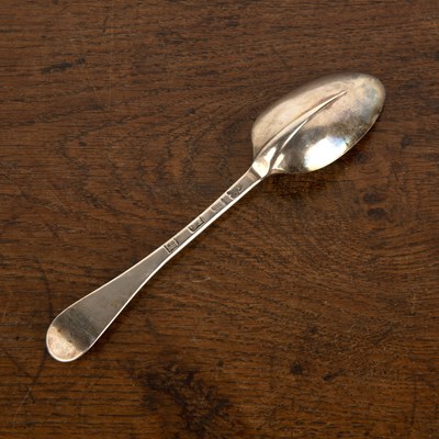 Lot 318 - George I silver Hanoverian pattern spoon with...