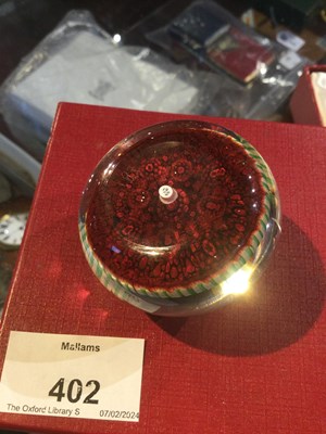 Lot 402 - A 20th century millefiori paperweight possibly...
