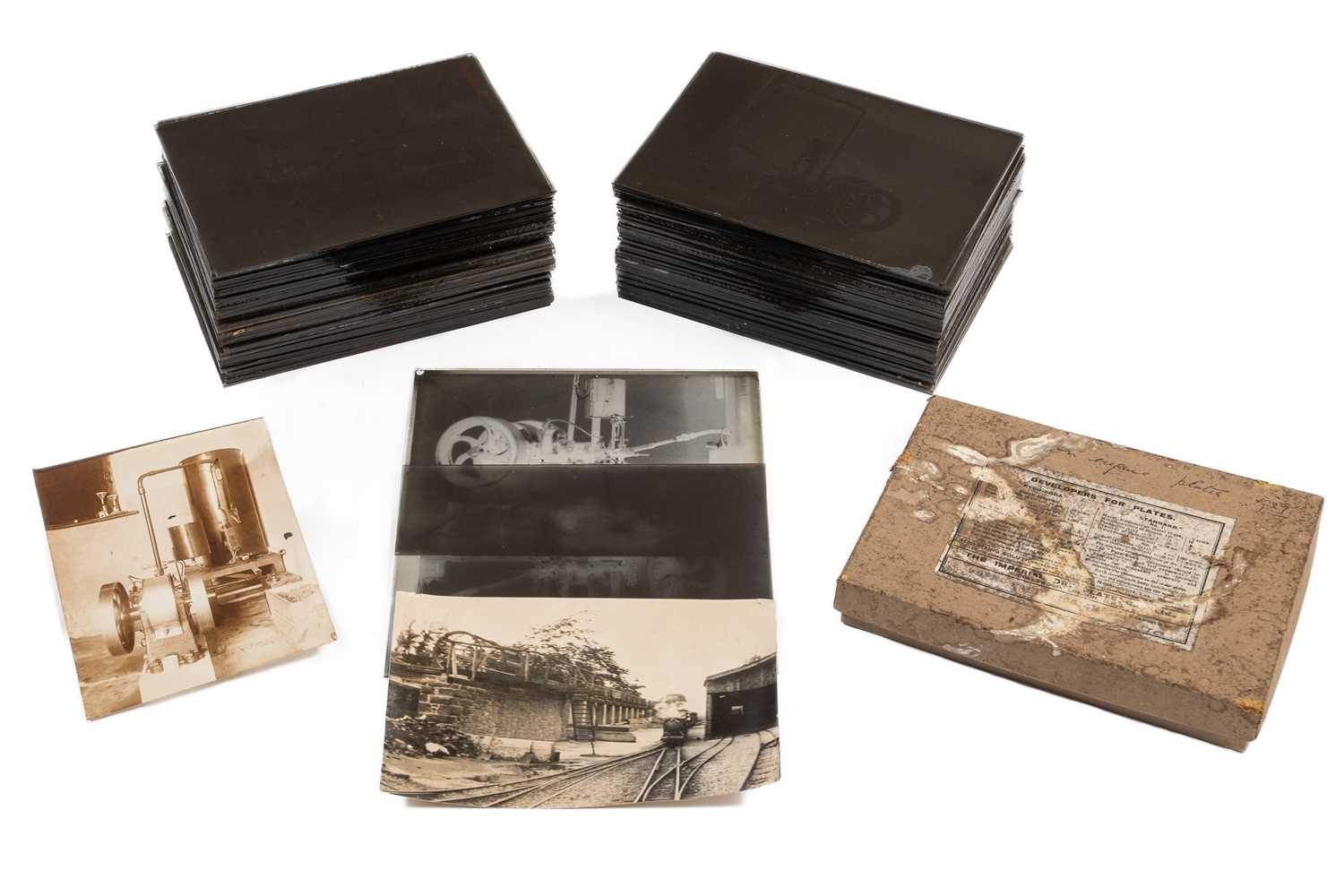 Lot 44 - A collection of approximately 85 glass print negatives and some photographs