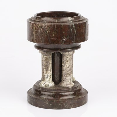 Lot 167 - A 19th century serpentine stone font with five...