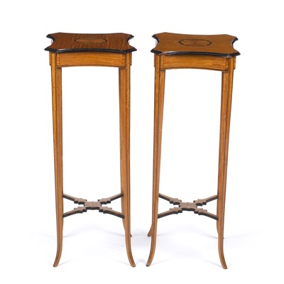 Lot 2 - A pair of Edwardian Sheraton revival satinwood...