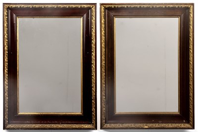 Lot 97 - Pair of rectangular mirrors with stained...