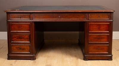 Lot 356 - A 19th century French mahogany partners desk