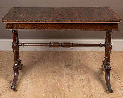 Lot 152 - A 19th century rosewood fold-over card table
