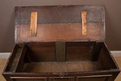Lot 266 - An 18th century oak mule chest
