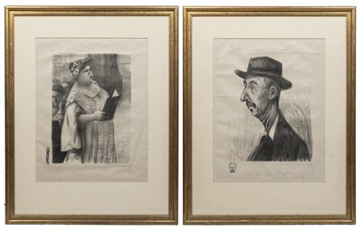 Lot 366 - Hector Dumas (French 1872-1965), a pair of portrait lithographs