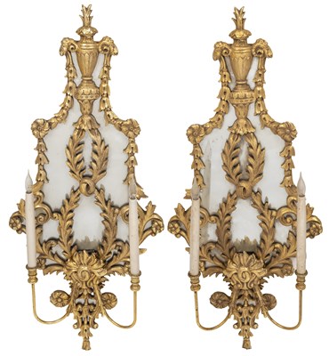 Lot 450 - A pair of gilt girandole mirrors