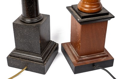 Lot 45 - Two wooden table lamps modelled as Doric columns