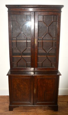 Lot 57 - Burr oak and pine two-part bookcase 19th...