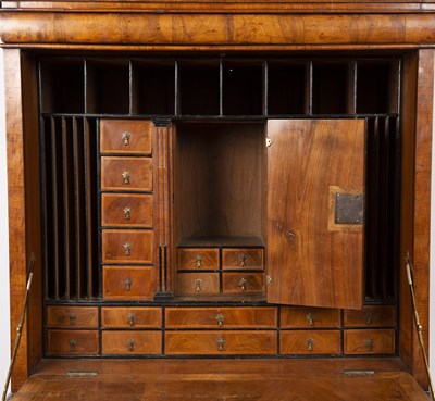 Lot 32 - An early 18th century walnut escritoire with...