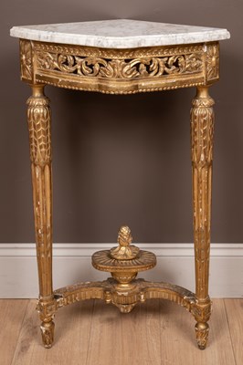 Lot 264 - A gilt marble-topped corner console table