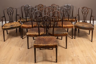 Lot 396 - A set of twelve Hepplewhite style mahogany dining chairs