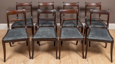 Lot 172 - Sixteen Regency style mahogany bar-back dining chairs