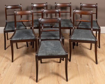 Lot 172 - Sixteen Regency style mahogany bar-back dining chairs
