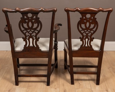 Lot 173 - A set of twelve late 19th century Chippendale style mahogany dining chairs