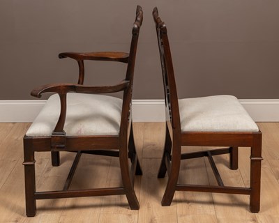 Lot 173 - A set of twelve late 19th century Chippendale style mahogany dining chairs