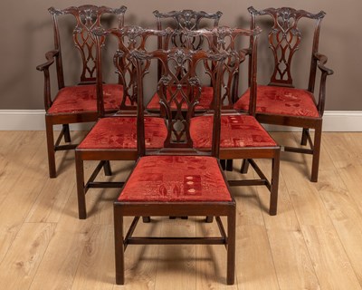 Lot 175 - A set of twelve Chippendale style mahogany dining chairs by Edwards & Roberts