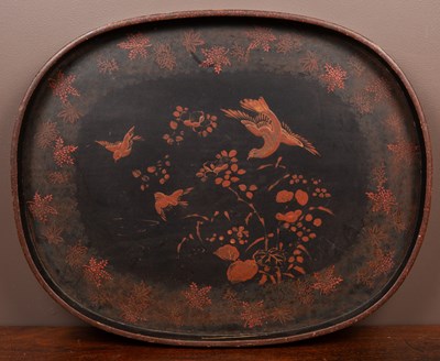 Lot 286 - An early 20th century Oriental lacquered tray