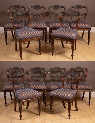 Lot 509 - A set of twelve 19th century balloon back dining chairs in the manner of Gillows of Lancaster & London