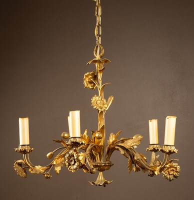 Lot 261 - A gilt metal five-branch chandelier