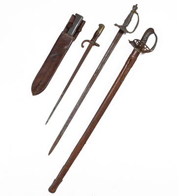 Lot 2 - Two swords, a bayonet and a machete