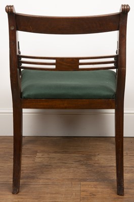 Lot 73 - Mahogany elbow chair Regency, of reeded form...