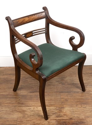 Lot 73 - Mahogany elbow chair Regency, of reeded form...