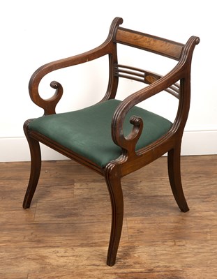 Lot 73 - Mahogany elbow chair Regency, of reeded form...