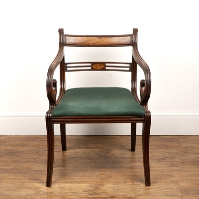 Lot 73 - Mahogany elbow chair Regency, of reeded form...