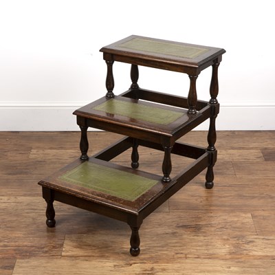 Lot 74 - Mahogany framed bed steps three tiered, with...