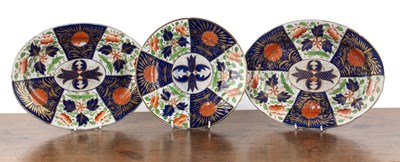 Lot 335 - Three Imari patterned plates comprising of a...