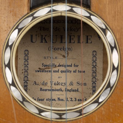 Lot 338 - A De Vekey & Son ukulele 'De Vekey, no 3',...