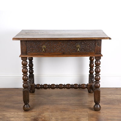 Lot 83 - Oak side table 18th Century, having a carved...